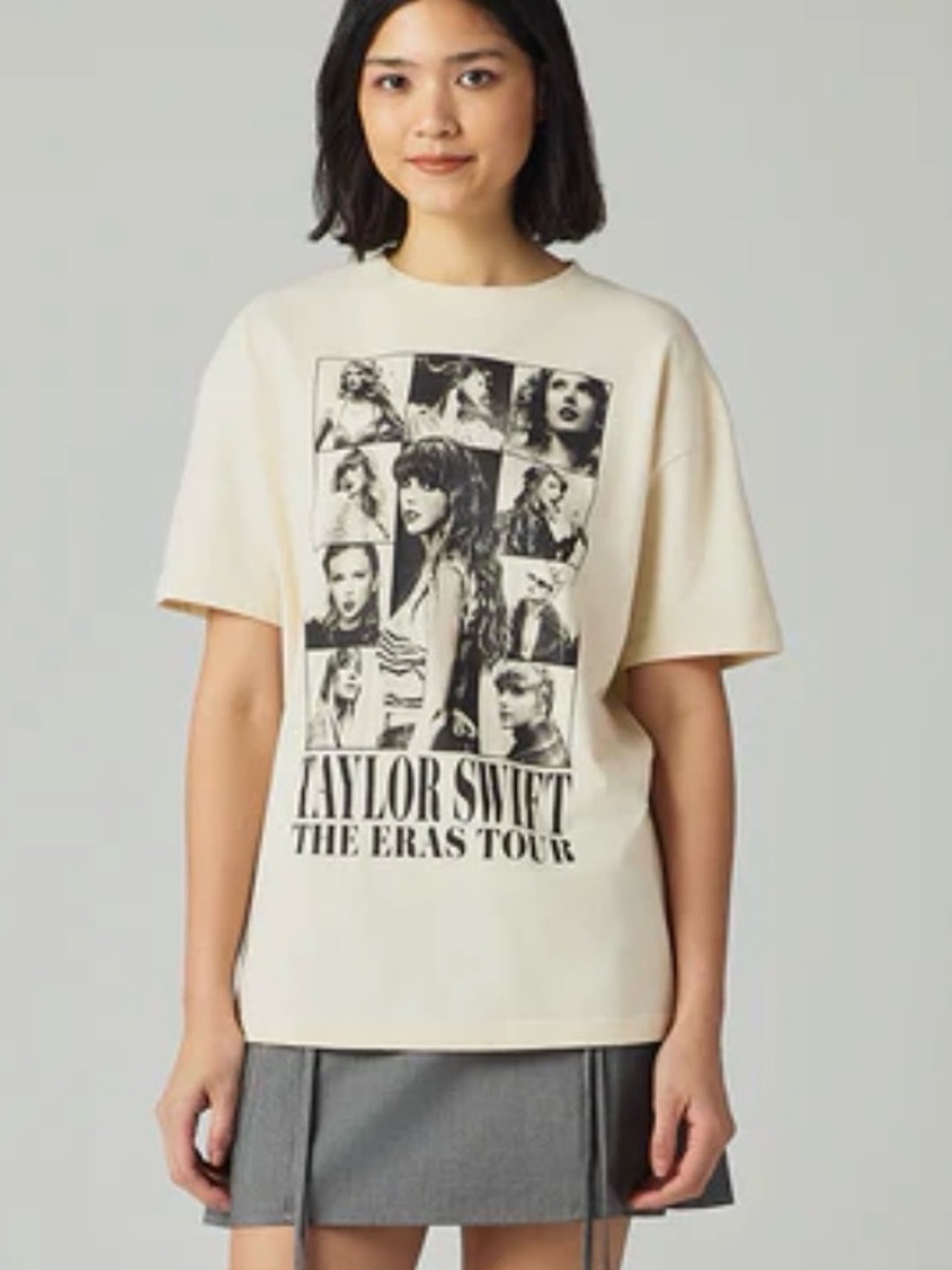 Taylor Swift Cream Graphic Photo Collage Tee L